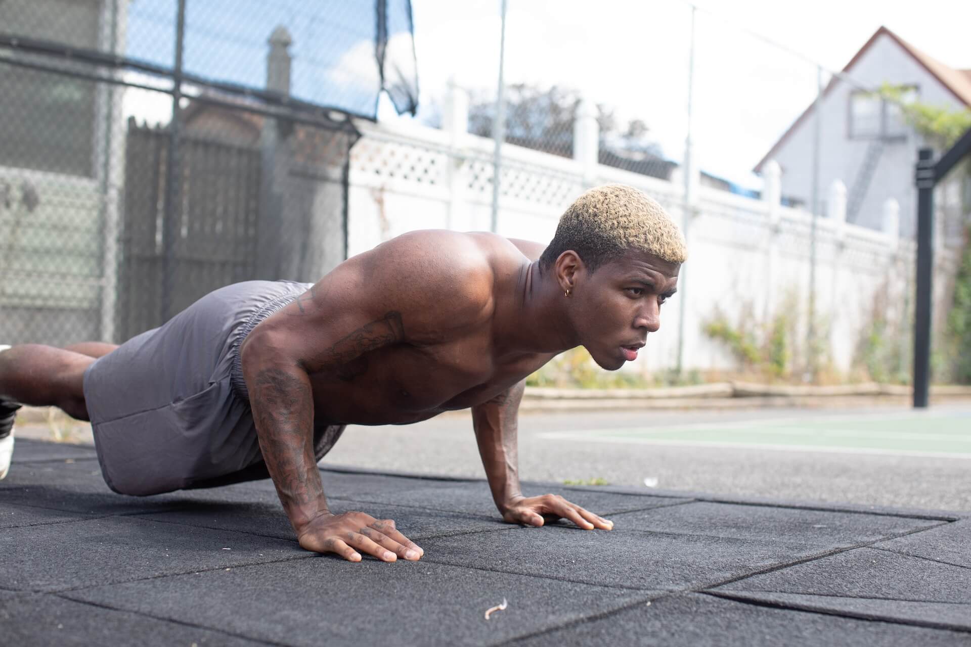 athlete doing pushups